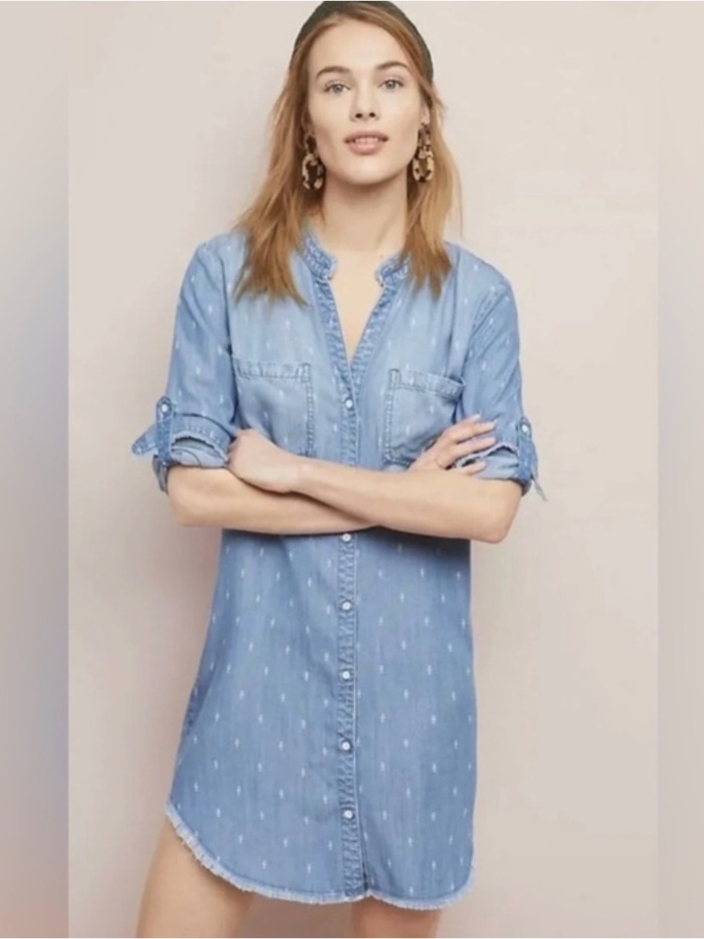 cloth & stone Light Blue Chambray Mini Shirt Dress